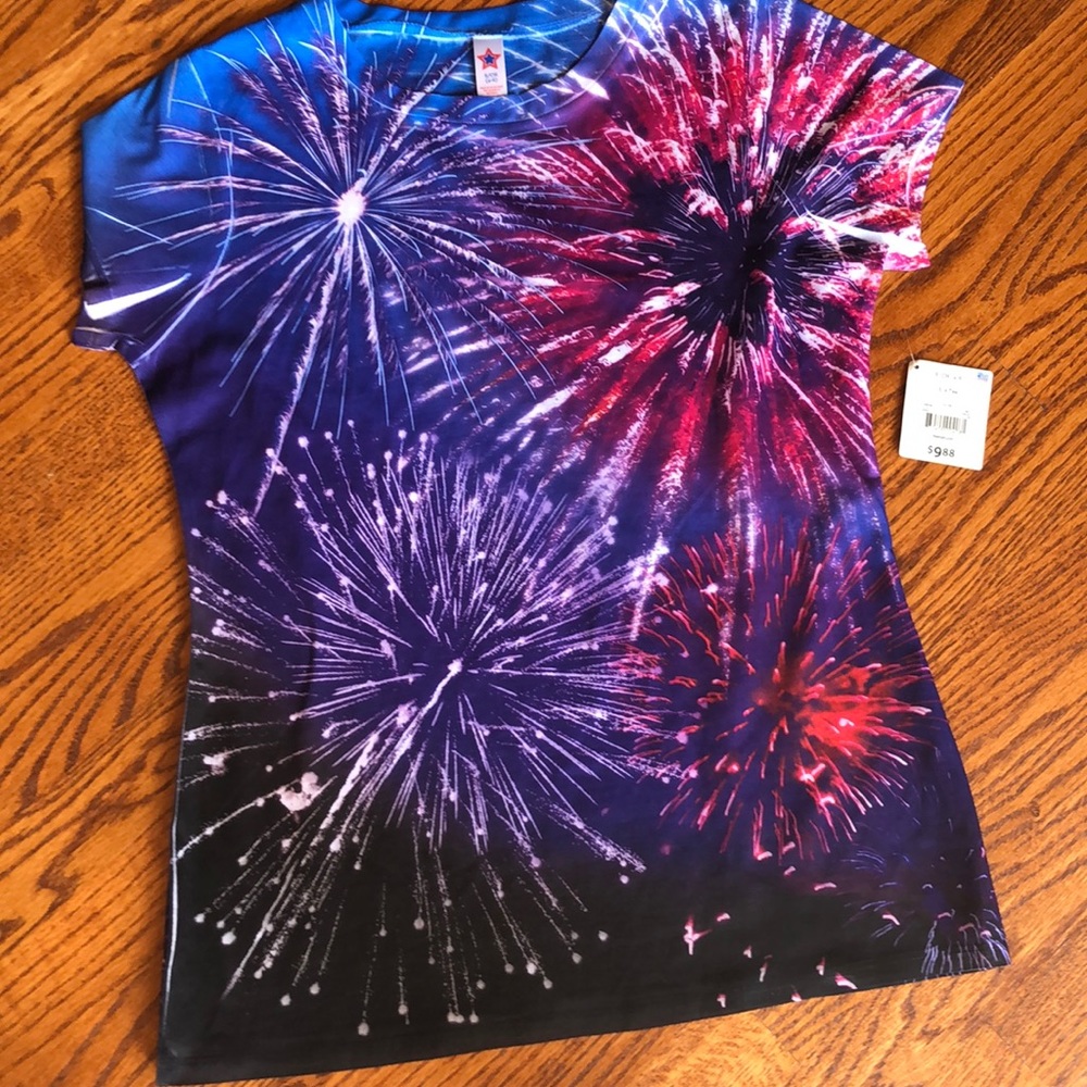 Ladies colorful fireworks shirt